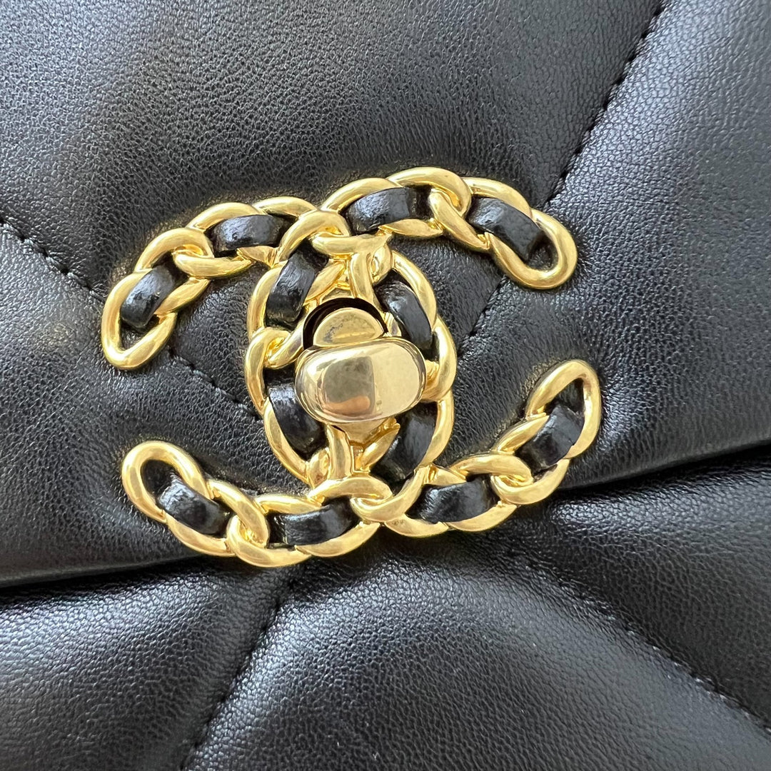 Chanel 19 Small Flap in Black Lambskin and 3-tone HW (Model