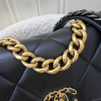 Chanel 19 Small Flap in Black Lambskin and 3-tone HW (Model: AS1160)