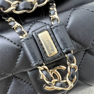 Chanel 22A Duma Mini Backpack in Black Lambskin and LGHW