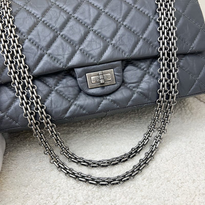 Chanel Large 2.55 Reissue Flap in Charcoal Grey Distressed Calfskin and RHW