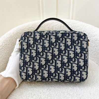 Dior 30 Montaigne Box Bag in Blue Oblique Canvas and AGHW