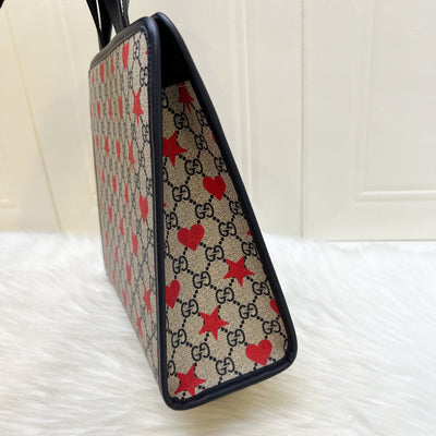 Gucci Children's Printed GG Tote Bag in Beige and Blue Supreme Canvas and GHW (Style Code: 605614)