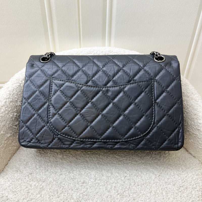 Chanel Large 2.55 Reissue Flap in Charcoal Grey Distressed Calfskin and RHW