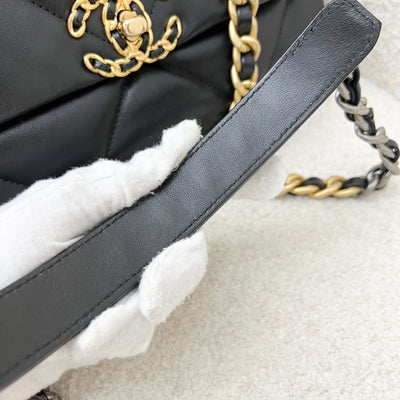 Chanel 19 Small Flap in Black Lambskin and 3-tone HW (Model: AS1160)