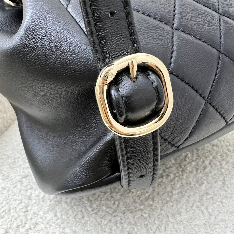 Chanel 22A Duma Mini Backpack in Black Lambskin and LGHW