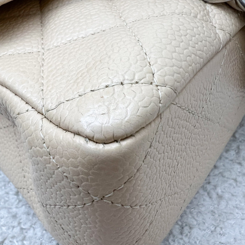 Chanel Medium Classic Flap CF in Beige Caviar and SHW