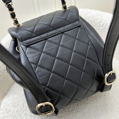 Chanel 22A Duma Mini Backpack in Black Lambskin and LGHW