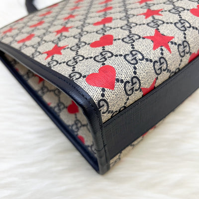 Gucci Children's Printed GG Tote Bag in Beige and Blue Supreme Canvas and GHW (Style Code: 605614)