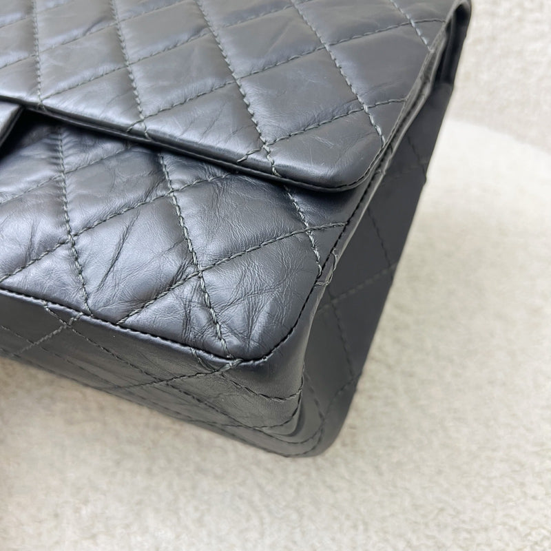 Chanel Large 2.55 Reissue Flap in Charcoal Grey Distressed Calfskin and RHW