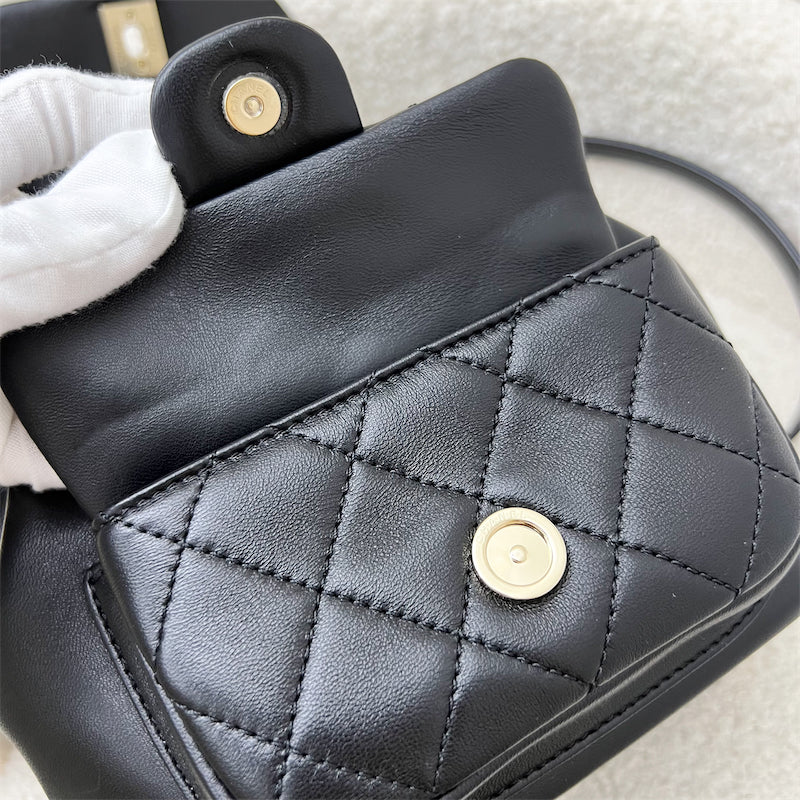 Chanel 22A Duma Mini Backpack in Black Lambskin and LGHW