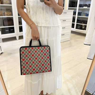 Gucci Children's Printed GG Tote Bag in Beige and Blue Supreme Canvas and GHW (Style Code: 605614)