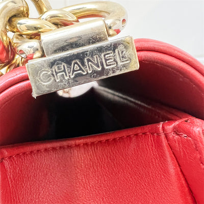 Chanel Medium 25cm Boy Flap in Red Chevron Lambskin LGHW