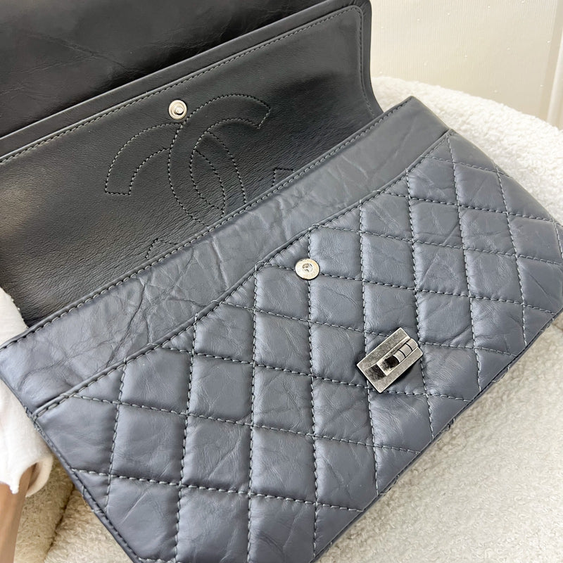 Chanel Large 2.55 Reissue Flap in Charcoal Grey Distressed Calfskin and RHW