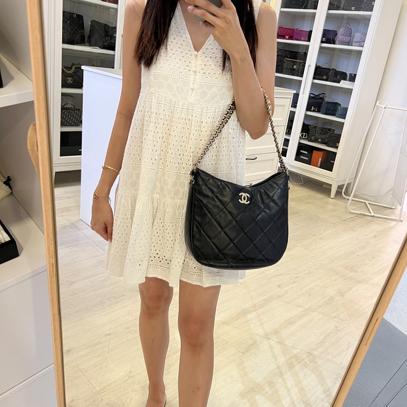 Chanel 22P Hobo Bag in Black Lambskin and LGHW (Model: AS3153)