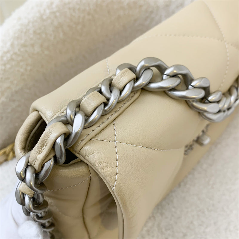 Chanel 19 Small Flap in 22C Beige Shiny Lambskin and 3-tone HW