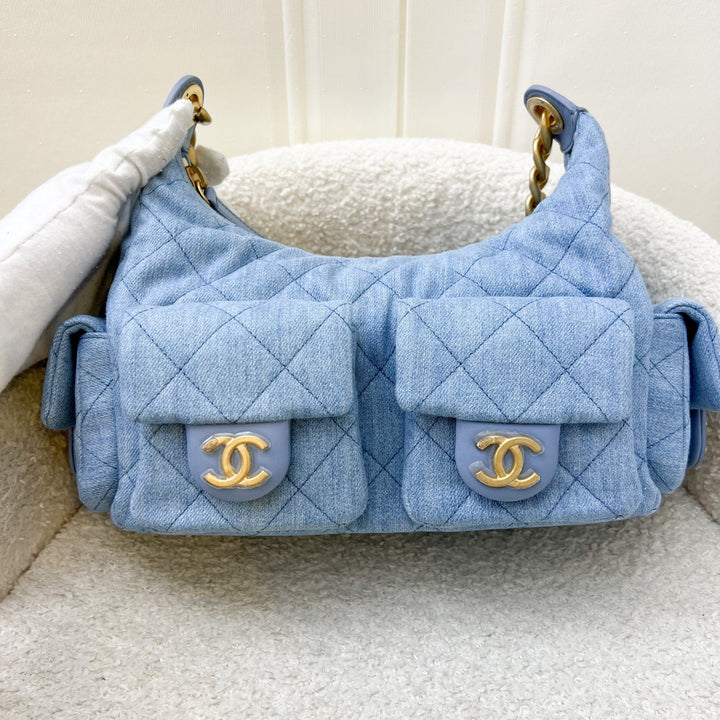 ココビーチ 25S◆送料込♪【CHANEL】Large Hobo バッグ デニム Chanel 25C Large Hobo Bag in Light Blue Washed Denim Fabric