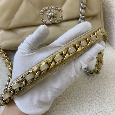 Chanel 19 Small Flap in 22C Beige Shiny Lambskin and 3-tone HW