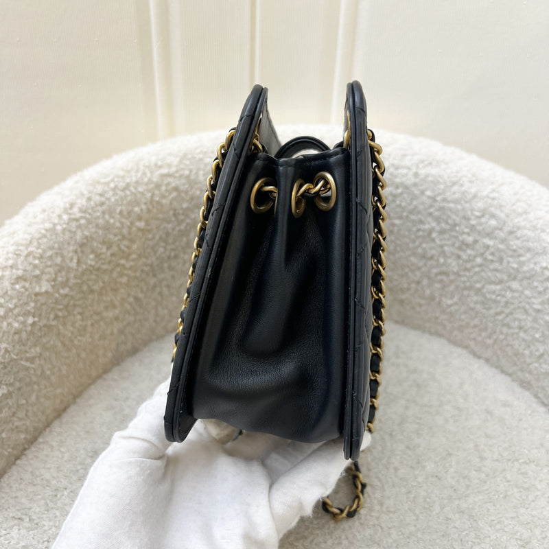 Chanel Mini Accordion Tote in Black Lambskin and AGHW (Model: AS1750)