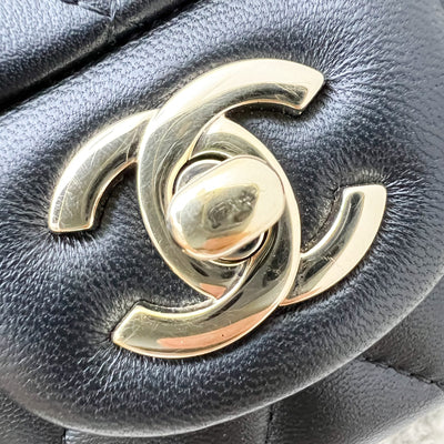Chanel Classic Top Handle Mini Rectangle Flap in Black Lambskin and LGHW (Model: AS2431)