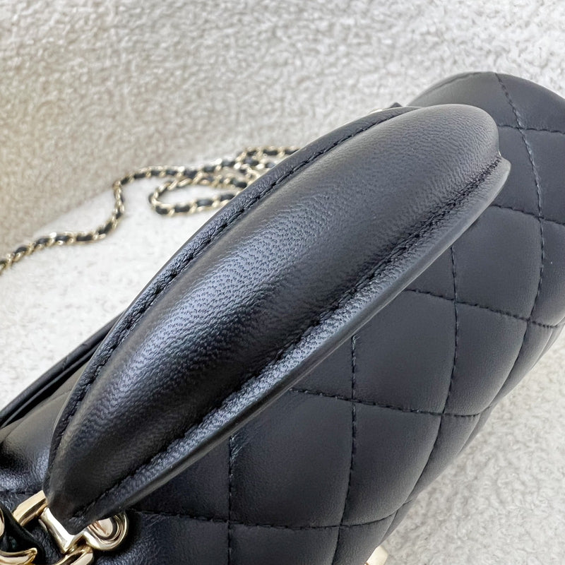 Chanel Classic Top Handle Mini Rectangle Flap in Black Lambskin and LGHW (Model: AS2431)