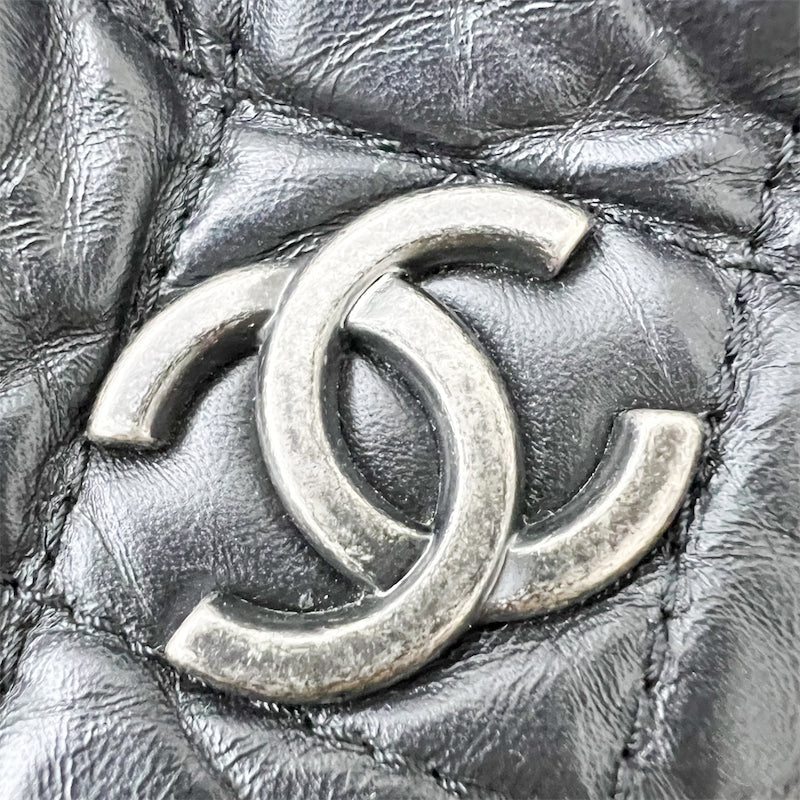 Chanel Gabrielle Medium Backpack in Black Distressed Leather, Black Base and 3-tone HW