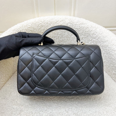 Chanel Classic Top Handle Mini Rectangle Flap in Black Lambskin and LGHW (Model: AS2431)