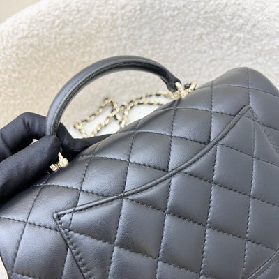 Chanel Classic Top Handle Mini Rectangle Flap in Black Lambskin and LGHW (Model: AS2431)