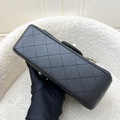 Chanel Classic Top Handle Mini Rectangle Flap in Black Lambskin and LGHW (Model: AS2431)