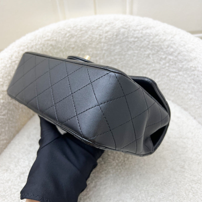Chanel Classic Top Handle Mini Rectangle Flap in Black Lambskin and LGHW (Model: AS2431)