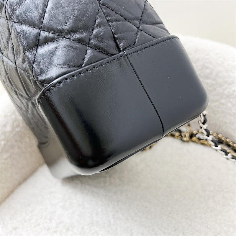 Chanel Gabrielle Medium Backpack in Black Distressed Leather, Black Base and 3-tone HW