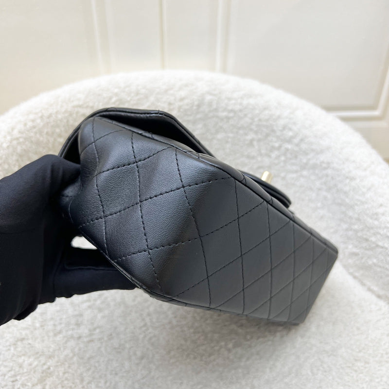 Chanel Classic Top Handle Mini Rectangle Flap in Black Lambskin and LGHW (Model: AS2431)