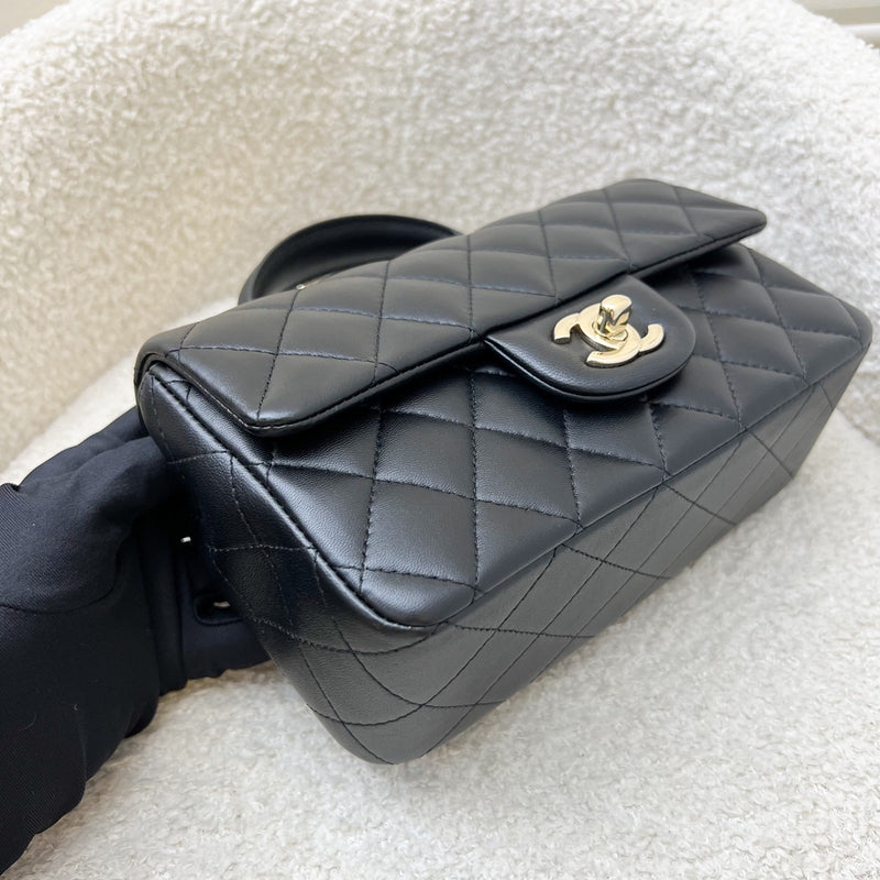 Chanel Classic Top Handle Mini Rectangle Flap in Black Lambskin and LGHW (Model: AS2431)
