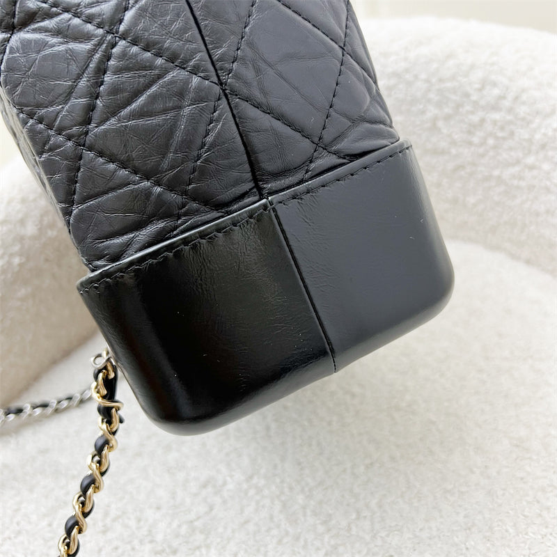 Chanel Gabrielle Medium Backpack in Black Distressed Leather, Black Base and 3-tone HW