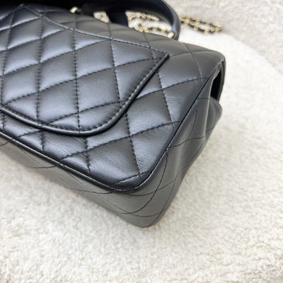 Chanel Classic Top Handle Mini Rectangle Flap in Black Lambskin and LGHW (Model: AS2431)