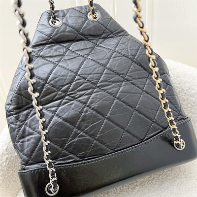 Chanel Gabrielle Medium Backpack in Black Distressed Leather, Black Base and 3-tone HW