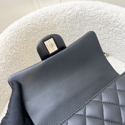 Chanel Classic Top Handle Mini Rectangle Flap in Black Lambskin and LGHW (Model: AS2431)