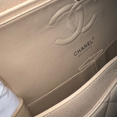 Chanel Medium Classic Flap CF in Beige Caviar and SHW