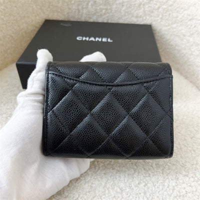 Chanel Classic XL Card Holder / Small Wallet in Black Caviar and SHW