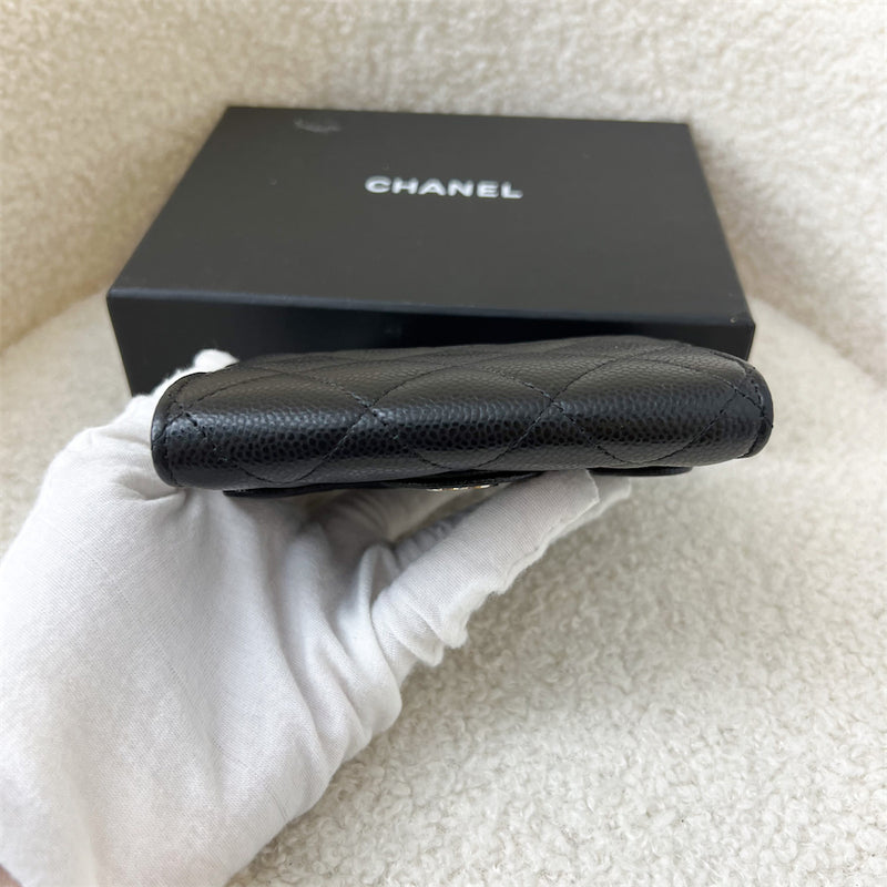 Chanel Classic XL Card Holder / Small Wallet in Black Caviar and SHW