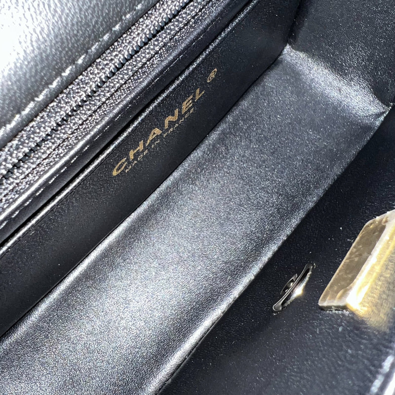Chanel Classic Top Handle Mini Rectangle Flap in Black Lambskin and LGHW (Model: AS2431)