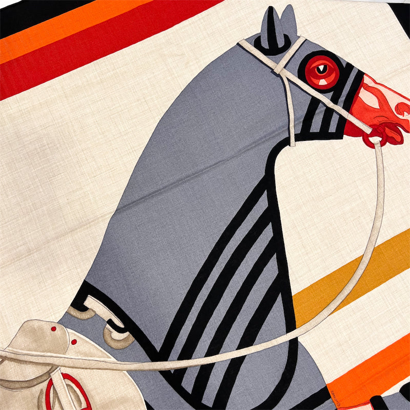 Hermes 140cm Scarf in Cheval a la Couverture Cashmere and Silk