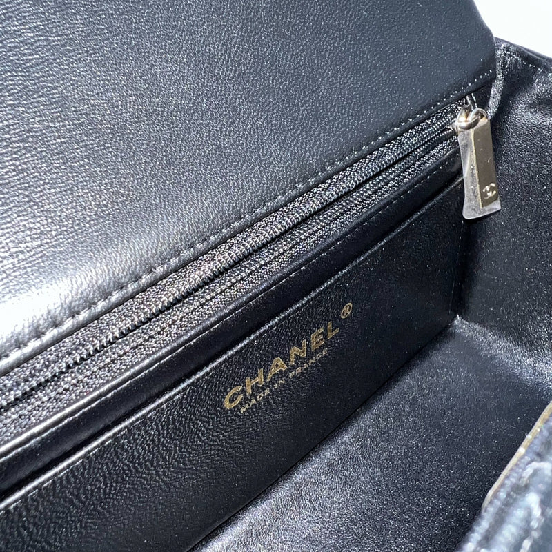 Chanel Classic Top Handle Mini Rectangle Flap in Black Lambskin and LGHW (Model: AS2431)