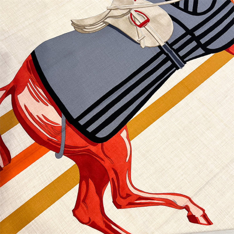 Hermes 140cm Scarf in Cheval a la Couverture Cashmere and Silk