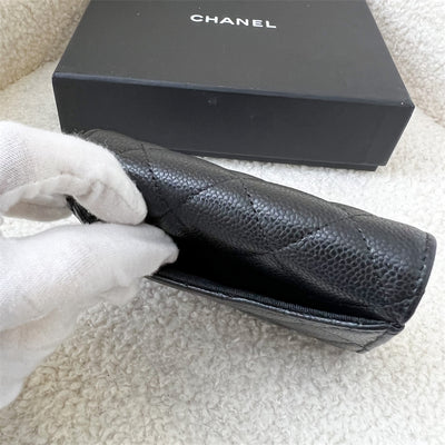 Chanel Classic XL Card Holder / Small Wallet in Black Caviar and SHW