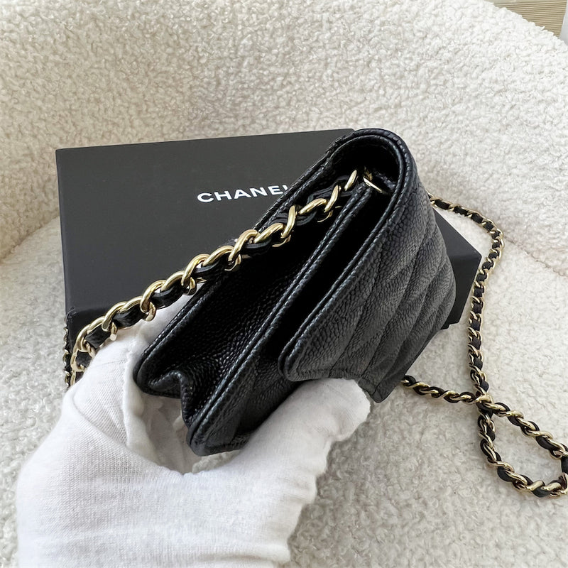 Chanel Micro / Mini Clutch on Chain in Black Caviar LGHW