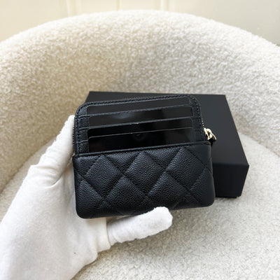 Chanel Zipped Square Compact Wallet in Black Caviar and LGHW