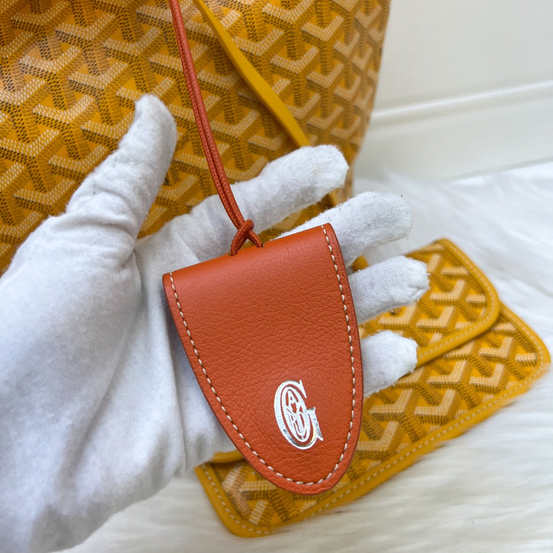 Goyard Saint Louis PM Tote in Yellow Signature Goyardine Canvas with a Croc Universel Bag Clip