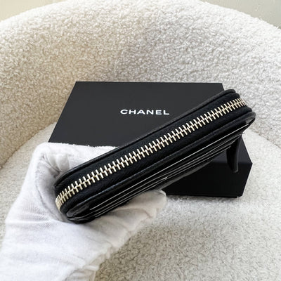 Chanel Zipped Square Compact Wallet in Black Caviar and LGHW