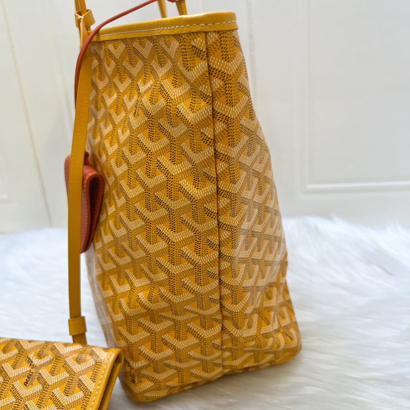 Goyard Saint Louis PM Tote in Yellow Signature Goyardine Canvas with a Croc Universel Bag Clip