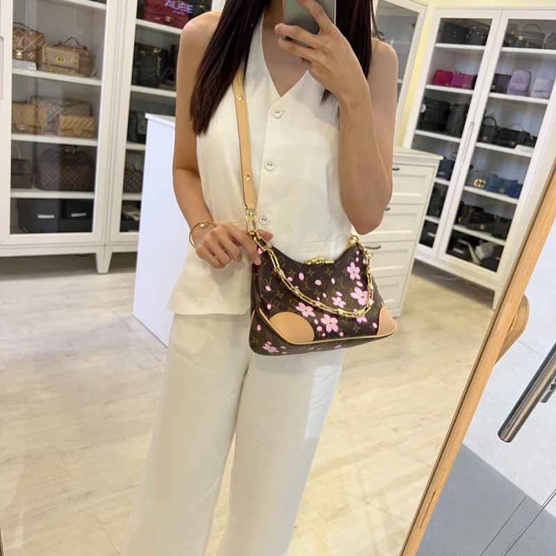LV Louis Vuitton x Takashi Murakami Cherry Blossom Boulogne PM Bag in Monogram Canvas and GHW (Model: M13265)